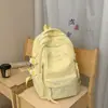 Mochila Estilo Coreano Suave y Fresca con Bordado de Letras, Amarillo Dulce y Cremoso, Adecuada para Chicas de Secundaria y Preparatoria