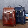 Nueva mochila para hombre con patrón de vientre de cocodrilo cepillado de alto brillo, mochila de moda de gran capacidad, bolsa de viaje para exteriores, bolsa de moda para hombre