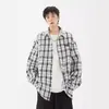 Camisa Xadrez Vintage Masculina Outono Estilo Americano Marca de Moda Versátil Manga Longa High Street Estilo College Jaqueta Casual