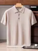 Nuevo modelo de otoño 100% cachemir puro para hombre, polo de manga corta con cuello, tejido suave, top casual de negocios ligero