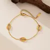 Moda Transfronteriza Europea y Americana Serie Océano Concha Acero Inoxidable Collar para Mujer Nicho Lujo Ligero Gama Alta Cadena Clavícula Conjunto