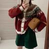 Suéter abrigo estilo fair isle perezoso vintage para mujer otoño e invierno 2024 nuevo cárdigan de punto suelto de manga larga de alta calidad