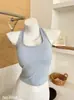 Top Regata Bonito com Costas Expostas Alça Halter com Bojo Doce Picante Verão Slim Fit Versátil Valoriza o Corpo para Mulheres