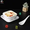 Tazón Blanco para Postre Imitación Porcelana de Melamina, Cuadrado Pequeño de Grado Alimenticio, Tazón Comercial para Ensalada de Frutas, Vajilla de Plástico para Pastelerías