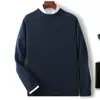 Suéter de Caxemira Novo para Homens Outono e Inverno, Suéter Pulôver Gola Alta Meia Espessado com Camada Base, Suéter de Lã Tamanho Grande para Homens