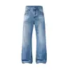 Pantalones de mezclilla para hombre estilo americano, de moda para la calle, con efecto bigote de gato lavado, corte holgado, pierna recta, versátiles y adecuados para ir al trabajo, pantalones largos de pierna ancha