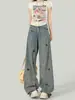 Jeans de pierna ancha de cintura alta para mujer con bordado de cachorro, otoño e invierno, forrados de polar, engrosados, holgados, adelgazantes, con caída, pierna recta, pantalones de largo hasta el suelo