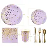 Morado Taro Bronceado Vajilla para Fiesta de Cumpleaños Traje Decoración para Fiesta Suministros para Fiesta de Cumpleaños Bandeja de Papel Desechable Servilleta