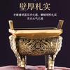 Quemador de incienso de cobre para decoración del hogar, quemador de incienso de línea cuadrada, trípode chino retro, exquisita decoración, Qianqiu