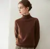 Suéter delgado 100% cachemira pura para otoño e invierno para mujer, de cuello alto, moda casual, tejido interior, suéter capa base de cachemira