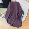 Tiro real 2025 nuevo para el trabajo botón de placa de arte chino cordones algodón y lino camisa larga traje Zen de té cuello alto top