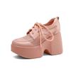 Zapatos de Plataforma de Malla Transpirable Colorblock de Primavera y Verano que Aumentan la Altura 10cm para Mujer, Casuales de Cuero de Suela Gruesa con Tacón Grueso Pequeño