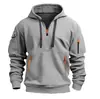 Sudadera con capucha para hombre, talla europea nueva 2024, transfronteriza, primavera y otoño, con cremallera y múltiples bolsillos, sudadera deportiva casual, talla grande