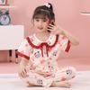 Pijamas de Niña Verano 2025 Nuevo Traje de Ropa para Casa de Niños Pantalones Cortos Delgados de Manga Corta Ropa de Acondicionador de Aire para Usar Afuera