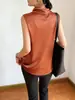 ¡Calidad Superior! Top sin mangas con cuello de acetato importado, Chaleco sedoso y único, Diseño ponible y atractivo para el verano