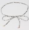 Cinturón Fino de Cinta para Mujer Todo Fósforo Cadena de Cintura Floral Pequeña Estrecha con Nudo de Falda Cinturón Largo con Decoración de Pedrería
