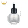 En stock al por mayor botella redonda de hombro redondo y base redonda de 30 ml para aceite esencial botella de vidrio redonda recta gruesa botella cuentagotas para líquido de esencia botella cosmética