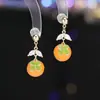 Pendientes de Caqui Ruyi Glaseado de Primavera y Verano para Mujer, Aguja de Plata s925, Moda de Nicho, Lujo Ligero, Pendientes Super Hada Dulces