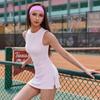Traje Deportivo Chica Atractiva Deseo Puro para Mujer de Manga Corta Elástico Transpirable Falda Casual Ajustado Ropa de Yoga Cuello Alto Top de Fitness