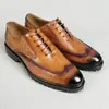 Sapatos de Couro de Negócios de Alta Qualidade de Couro Bovino de Primeira Camada para Homens, Sapatos Slip-On Masculinos de Couro Genuíno Estilo Britânico, Sapatos Elegantes de Casamento para Homens
