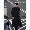Elegante Casaco Trench Coat Estilo Francês para Homens, Dupla Face, Outono e Inverno, Estilo Maduro, Moda Coreana, Tendência Ins, Casaco de Lã Masculino com Ombros Caídos