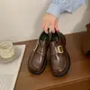 Mocassins Plataforma de Solado Grosso para Mulheres, Novo Estilo de Verão, Mary Janes Estilo Britânico, Sapatos Pequenos de Couro Retrô, Sapatos JK