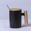 Taza de cerámica con mango de madera de estilo nórdico, creativa, para agua, café, leche, regalo publicitario, logotipo