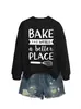 BAKE THE WORLD Loja Independente da Lista de Desejos da Amazon Moletom Feminino Outono Inverno Versátil e Moderno com Gola Redonda e Manga Longa