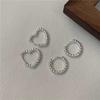 Plata de Ley S925 Estilo Coreano Simple Básico Redondo Arete de Hebilla para Oreja con Forma de Corazón Sencillo de Moda Personalidad para Ir al Trabajo Joyería para Oreja