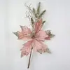 Decoraciones Navideñas de 25cm Flor Navideña con Brillo Decoración para Fiesta Flor Navideña Artificial Accesorios para Recortes Caseros Flor Falsa