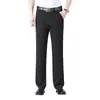 Pantalones de Negocios Finos para Hombre de Primavera y Verano, Pantalones Casuales para Hombres de Mediana Edad y Mayores, Pantalones de Hielo de Seda Elástica Rectos Holgados para Hombre