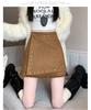 Saia Retrô Resistente com Rebites para Mulheres no Outono e Inverno Cintura Alta Sexy Saia com Franjas para Cobrir a Barriga e Visual Emagrecedor Saia Evasê Atacado