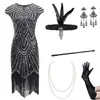 Amazon Europeo y Americano S-4XL Transfronterizo Vestido Retro Gatsby de los Años 20 Fiesta Vestido de Lentejuelas y Flecos
