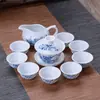 Conjunto de chá de cerâmica azul e branca, infusor de chá doméstico, gaiwan Kung Fu, conjunto completo de xícaras de chá simples, loja de fábrica atacadista transfronteiriça