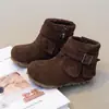 Botines Retro para Niñas 2026 Otoño/Invierno Nuevos Botines Tipo Capa para Niñas Cremallera Lateral Botas Individuales para Niñas Elegantes Botas Martin
