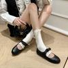 Comercio exterior talla grande 4042 estilo pequeño combinación de colores zapatos con punta negra nuevo primavera y otoño dulce lazo zapatos de cuero zapatos planos