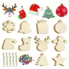 Adornos Navideños de Madera Transfronterizos, Manualidades de Madera en Blanco sin Terminar Hechas a Mano, Piezas de Madera para Decoraciones de Fiesta