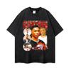 Cantor de Hip-Hop Lavado Branco Floral Manga Curta Sem Manga Tendência Marca Rap Estampado Manga Longa Masculino e Feminino Meia-Manga Transfronteiriço