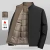Chaqueta Acolchada Cálida de Invierno 2026 para Hombres, de Mediana Edad y Mayores, Cuello Alto, Casual de Negocios, Abrigo de Algodón Anti-Arrugas