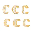 Pulsera Abierta Geométrica Ancha Minimalista Transfronteriza Más Vendida con Esmalte de Goteo de Aceite Set Acero Inoxidable Chapado en Oro de 18K