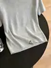Top de punto calado con cuentas, nuevo de verano 2026, fino para mujer, estilo corto, cuello redondo calado, ajustado, elegante top de manga corta