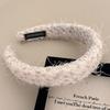 Superficie del lago Xingchen/Diadema de punto de lana con lentejuelas estilo Chanel retro de Corea del Sur para mujer, parte superior alta del cráneo, pasador de esponja moderno