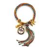 Cuerda de Mano Tibetana Thangka Cuerda de Algodón Enrollada a Mano Pulsera Trenzada Ojo del Dios de la Riqueza de Cinco Vías Zakiram Tara Verde Perla Thangka