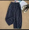 Pantalones Cropped de Pierna Ancha de Lino Tencel con Lunares para Mujer 2026 Verano Nuevos Finos Holgados Versátiles Pequeños Casuales