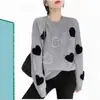 Nuevo suéter de punto con cuentas y estampado de corazones para mujer, moda otoño e invierno 2026, juvenil, suave, cómodo, suéter tipo pullover versátil
