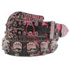 Diseño Original Calavera Incrustada con Pedrería Cinturón de Alta Gama Completo con Diamantes Lentejuelas Hip-hop Decorativo Cinturón para Discoteca Mujeres