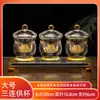Copo para Uso Doméstico, Copo de Oferenda para Buda Guanyin, Copo de Oferenda para Buda, Copo de Água com Lótus Pintado a Ouro Copo Sagrado de Água de Cristal, Copo de Purificação de Água para Bodhisattva