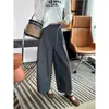 O sonho da figura em forma de pera! Calça preta de pregas duplas para mulheres, novo modelo outono 2026, calça casual cropped de perna larga para baixinhas
