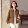 Chaqueta de Ante Estilo Corto para Mamá Joven, Modelo Nuevo Primavera y Otoño 2026, Top de Cuello Solapa de Alta Calidad para Mujeres de Mediana Edad