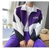 Casaco Hong Kong Wind Harajuku Costura em Cor Contrastante Tendência Masculino e Feminino Primavera e Outono Rua Europeia e Americana Hip Hop Solto Casal Primavera e Outono Atacado